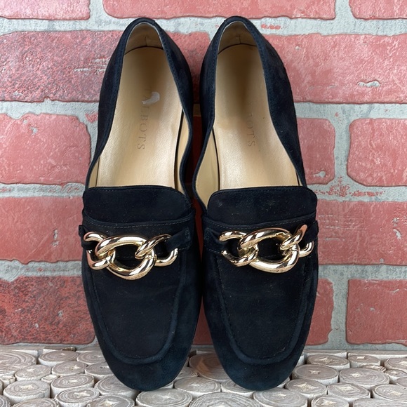 Talbots Cassidy Gold Chainlink Black Suede Loafer 7.5 - Picture 13 of 15